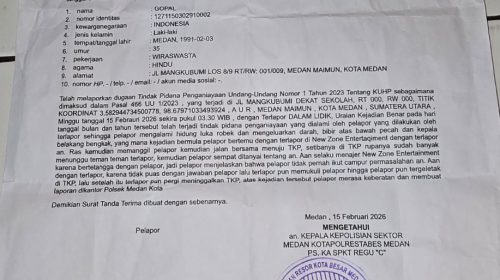 Pria di Medan Laporkan Dugaan Penganiayaan, Polisi Terbitkan Surat Penerimaan Laporan