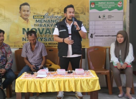 Gencar Sosialisasi, Caleg Golkar Novandi Nasty Sandya, SM Temui Warga Medan Selayang