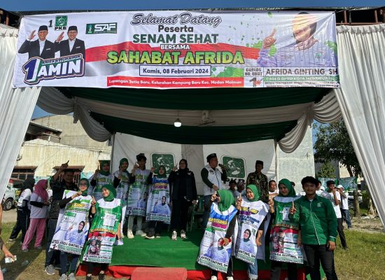 Afrida Ginting Caleg DPRD Kota Medan Dapil 5 Nomor urut 1 Partai Kebangkitan Bangsa (PKB) Senam Sehat Bersama Ratusan Masyarakat Medan Maimun