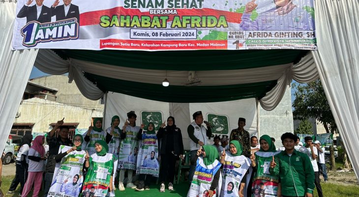 Afrida Ginting Caleg DPRD Kota Medan Dapil 5 Nomor urut 1 Partai Kebangkitan Bangsa (PKB) Senam Sehat Bersama Ratusan Masyarakat Medan Maimun