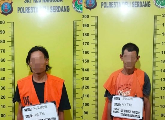 Miliki 0,18 Gram Sabu, Personel Satuan Reserse (Satres) Narkoba Polresta Deli Serdang menciduk duo pemadat