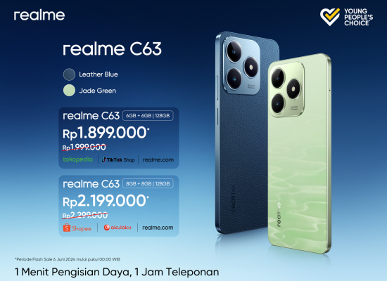 realme C63 Resmi Meluncur di Indonesia, Usung Pengisian Daya Tercepat 45W dan Desain Premium Vegan Leather di Segmen Harga Sejutaan