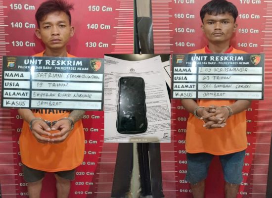 Reskrim Polsek Medan Baru Amankan Dua Pelaku Pencurian Hp di Jalan Gajah Mada
