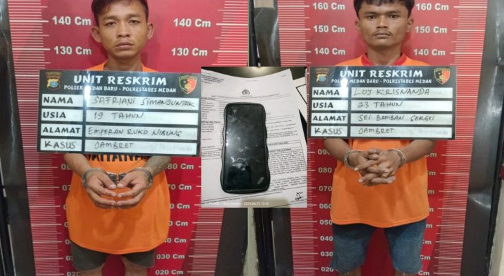 Reskrim Polsek Medan Baru Amankan Dua Pelaku Pencurian Hp di Jalan Gajah Mada
