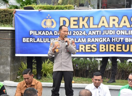 Polres Bireuen Gelar Deklarasi  Pilkada Damai, Tertib Lalu Lintas Judi Online Hingga Narkoba