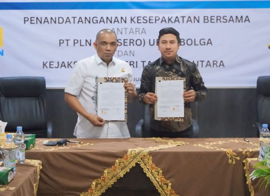 PLN UP3 Sibolga Lakukan Penandatangan MoU Nota Kesepahaman Bersama dengan Kejaksaan Negeri Tapanuli Utara