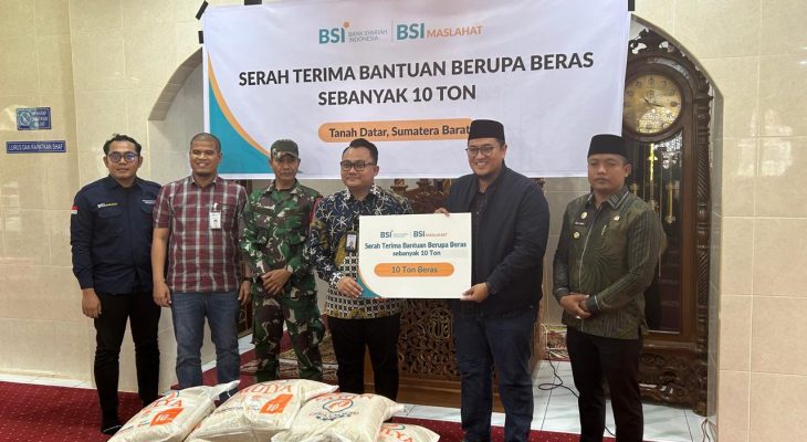 BSI Maslahat Salurkan Bantuan 10 Ton Beras di Kabupaten Tanah Datar, Padang