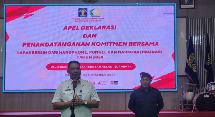 Komitmen Bersih dari Halinar, Lapas Kelas I Surabaya Gelar Deklarasi dan Penandatanganan Pakta Integritas Bersama BNNK Sidoarjo