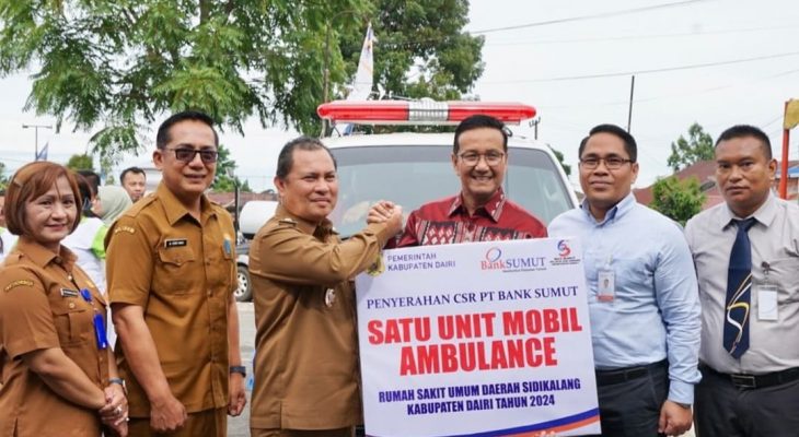 Bank Sumut Serahkan CSR Satu Unit Mobil Ambulans kepada RSUD Sidikalang