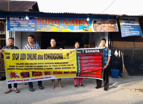 Polsek Medan Baru Pasang Spanduk Himbauan Larangan Judi Online