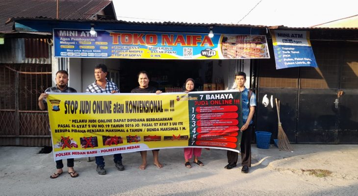 Polsek Medan Baru Pasang Spanduk Himbauan Larangan Judi Online