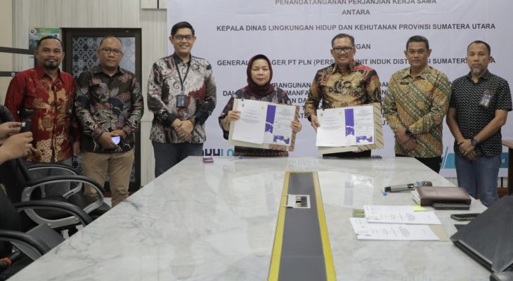 Jelang Nataru, PLN UID Sumut dan Dinas LHK Tandatangani Kerja Sama Pembangunan Jaringan Listrik Desa di Kawasan Tahura