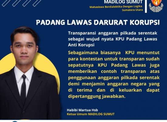 KPU Padang Lawas Diminta Transparan Soal Anggaran Pilkada Serentak Tahun 2024