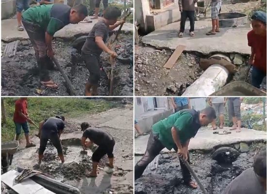 Pemerintah Tutup Mata, Warga Antar Kelurahan Gotong Royong Perbaiki Drainase Yang Rusak