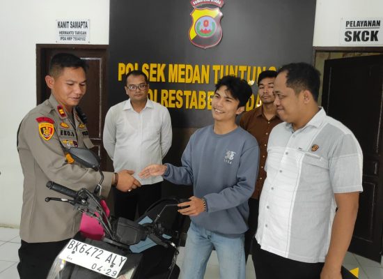 Hitungan 4 Jam, Polsek Medan Tuntungan Berhasil Tangkap Maling Motor di Indekos, Korban Senang Bisa Cari Nafkah Lagi
