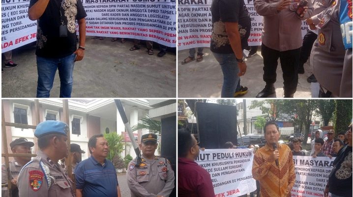 Aliansi Masyarakat Sumut Peduli Hukum Gelar Aksi DPRDSU, Kantor Nasdem Sumut. Minta ESS Dihukum Maksimal