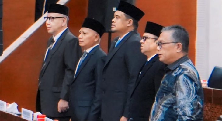 Bobby – Surya Hadiri Sidang Paripurna Penetapan Gubernur – Wakil Gubernur Sumut di Gedung DPRD