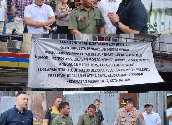 Sita Eksekusi Tanah 8.786 Meter Persegi di Medan Deli Berjalan Sukses dan Lancar