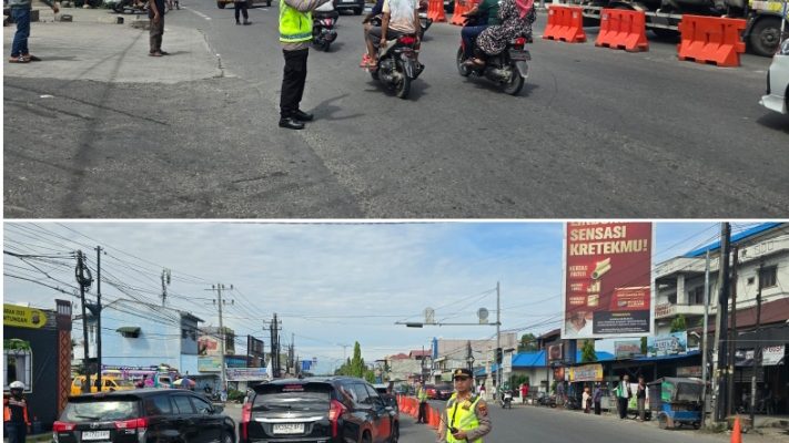 Berikan Pelayanan Prima, Pos Pam Simpang Selayang Laksanakan Pengaturan Lalu Lintas Arus Balik