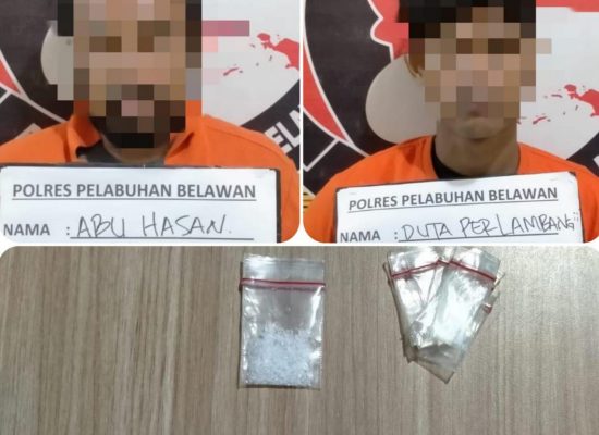 Sat Narkoba Polres Belawan Gerebek Sarang Narkoba di Hamparan Perak, Dua Pelaku Diamankan