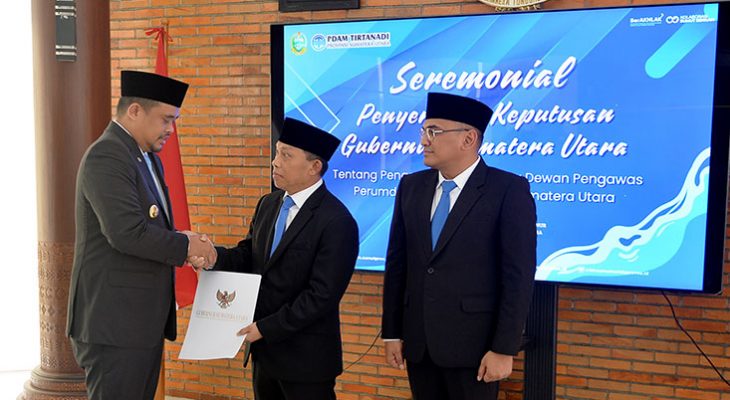 Yudha Johansyah dan Andi Atmoko Panggabean Dilantik Gubsu Sebagai Dewan Pengawas Perumda Tirtanadi