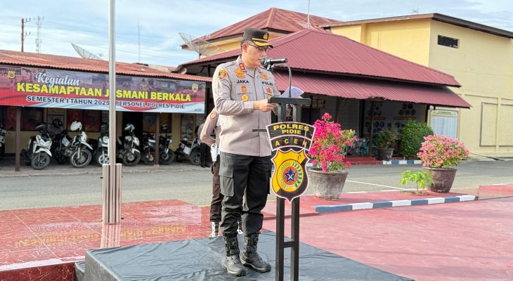 Kapolres Pidie Pimpin Apel Kesiapan Pengamanan Malam Takbiran Idul Adha 1446 H