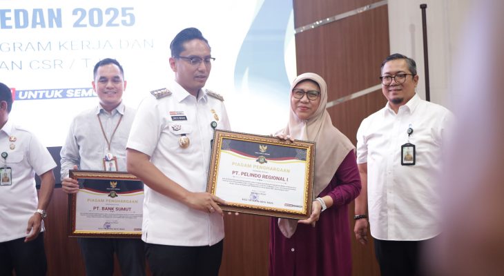Torehkan Prestasi, PT Pelindo Regional 1 Menerima CSR Award dari Wali Kota Medan