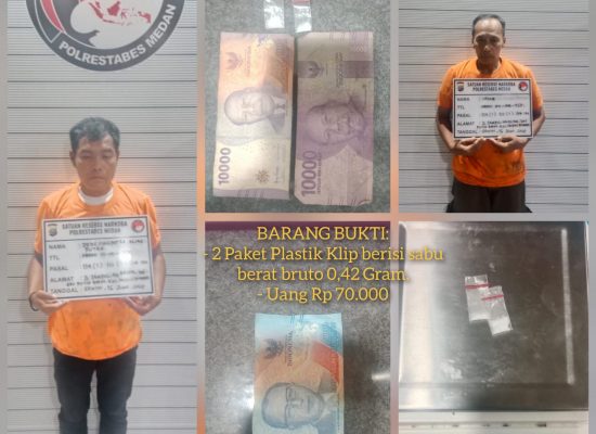 Sat Res Narkoba Polrestabes Medan Tangkap Dua Orang Pemuda Sebagai Pengedar Sabu di Marelan