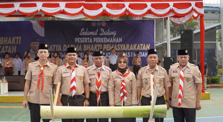 Warga Binaan Rutan Medan Ikuti Upacara Pembukaan Perkemahan Satya Dharma Bakti Pemasyarakatan Tahun 2025