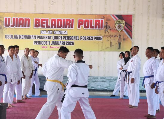 Kapolres Pidie Tekankan Disiplin dan Profesionalisme pada Ujian Beladiri Polri