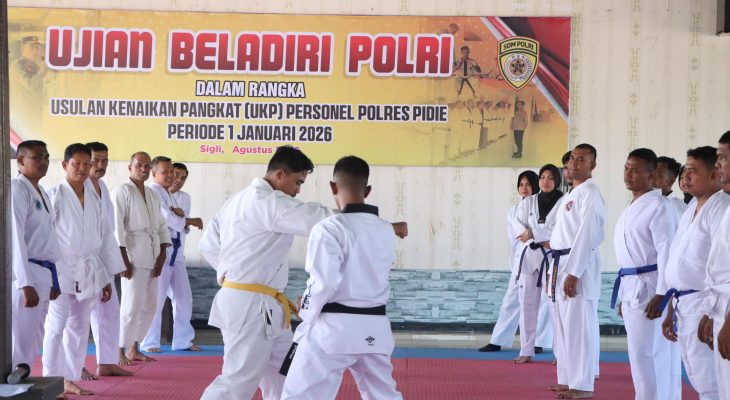 Kapolres Pidie Tekankan Disiplin dan Profesionalisme pada Ujian Beladiri Polri