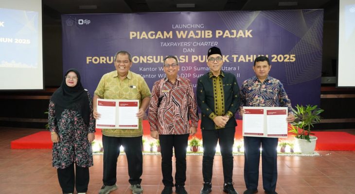 DJP Sumut Luncurkan Piagam Wajib Pajak dan Gelar Forum Konsultasi Publik 2025 di Aula Istana Maimun Kanwil DJP Sumut I
