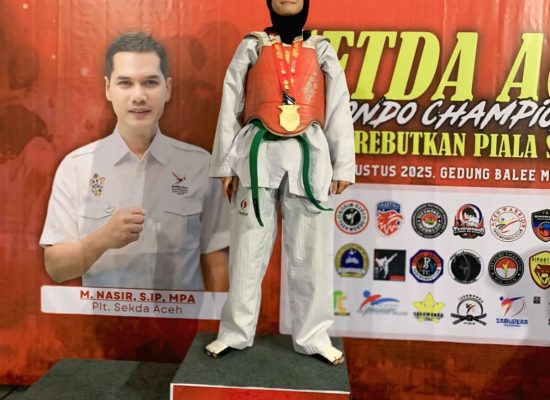 Atlet Muda Asal Medan Raih Emas di Kejuaraan Taekwondo Piala Setda Aceh 2025
