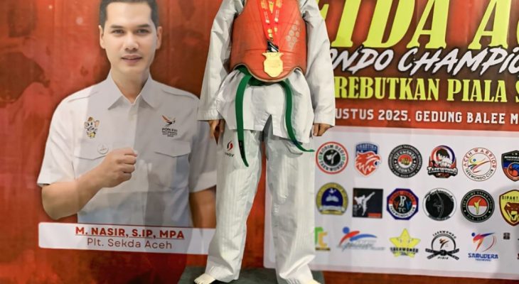 Atlet Muda Asal Medan Raih Emas di Kejuaraan Taekwondo Piala Setda Aceh 2025
