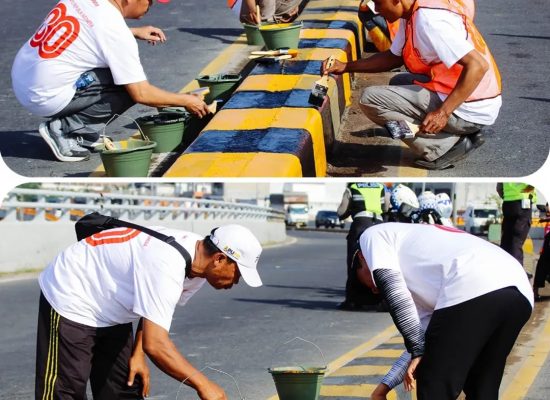 BBWS Sumatera II Medan Ikut Bersihkan dan Cat Kerb Fly Over Amplas Sambut HUT RI ke-80