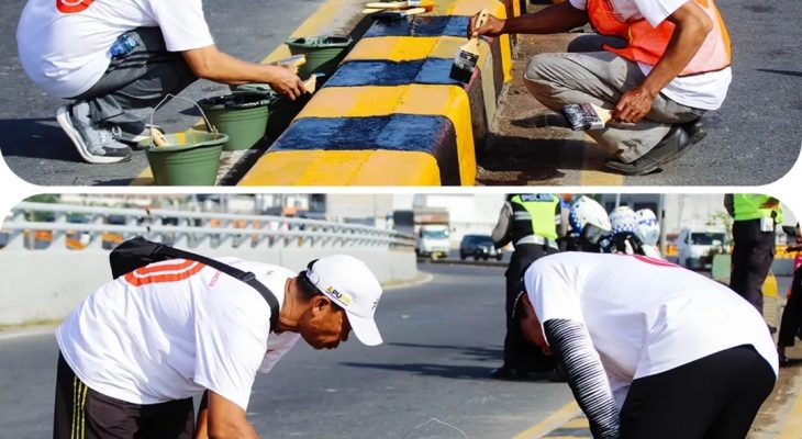BBWS Sumatera II Medan Ikut Bersihkan dan Cat Kerb Fly Over Amplas Sambut HUT RI ke-80