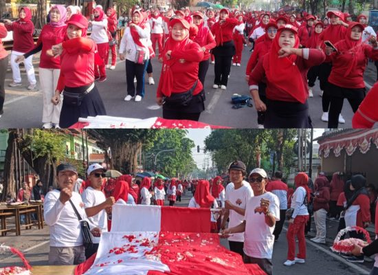 Ribuan Warga Krian Meriahkan HUT ke-80 RI dengan Pembentangan Bendera Merah Putih Raksasa