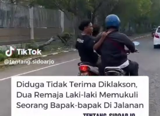 Dua Pemuda Berboncengan Aniaya Pengendara di Jalan Gedangan, Videonya Viral