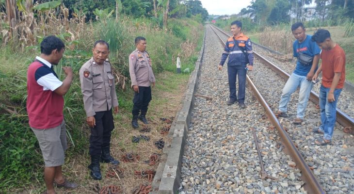 KAI Divre I Sumut Amankan Pelaku Pencurian Besi Penambat Rel di Siantar Martoba