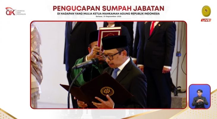 Juda Agung Resmi Dilantik Jadi Anggota Dewan Komisioner OJK Ex-officio BI