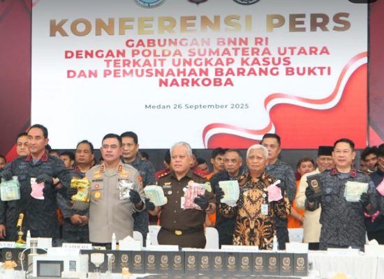 Kejati Sumut Musnahkan 1,7 Ton Narkotika Senilai Rp2,7 Triliun