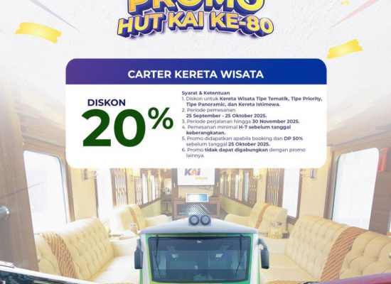 KAI Wisata Dukung HUT ke-80 KAI dengan Promo Spesial Hingga 28% untuk Pelanggan Setia
