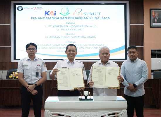 KAI Divre I Sumut dan Kejati Sumut Teken Kerja Sama Penanganan Permasalahan Hukum Perdata dan TUN