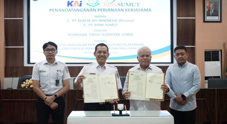 KAI Divre I Sumut dan Kejati Sumut Teken Kerja Sama Penanganan Permasalahan Hukum Perdata dan TUN