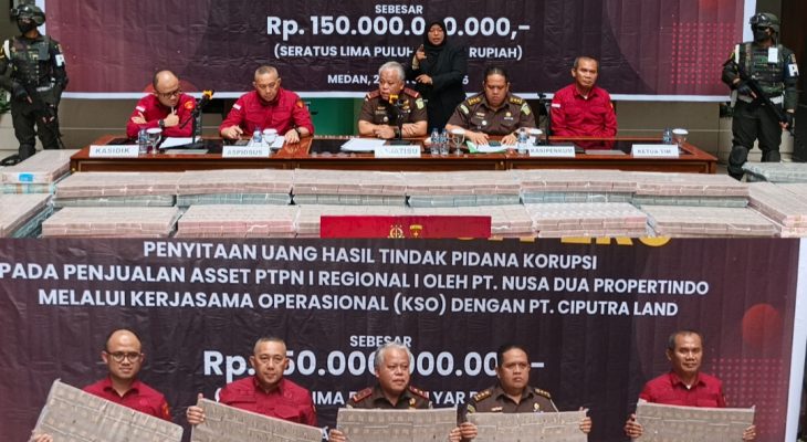 Kejati Sumut Terima Pengembalian Kerugian Negara Rp150 Miliar dari Kasus Korupsi Penjualan Aset PTPN I