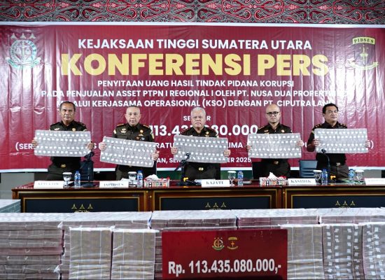 Kejati Sumut Terima Pengembalian Kerugian Negara Rp113,4 Miliar dari PT Nusa Dua Propertindo, Total Rp263,4 Miliar Telah Dikembalikan