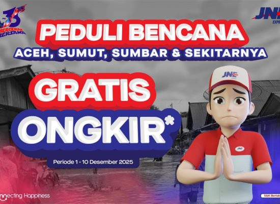 JNE Gratiskan Ongkir Pengiriman Bantuan untuk Korban Bencana di Aceh, Sumut, dan Sumbar