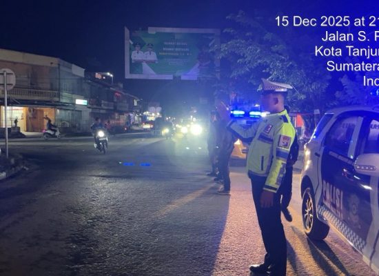 Sat Lantas Polres Tanjung Balai Gelar Blue Light Patrol, Cegah Laka Lantas dan Kejahatan Jalanan