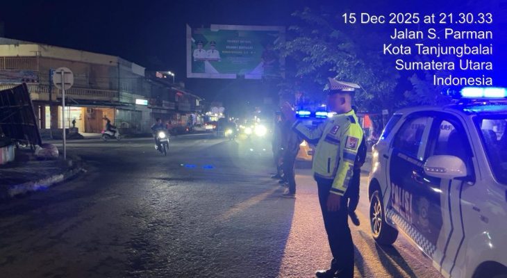 Sat Lantas Polres Tanjung Balai Gelar Blue Light Patrol, Cegah Laka Lantas dan Kejahatan Jalanan