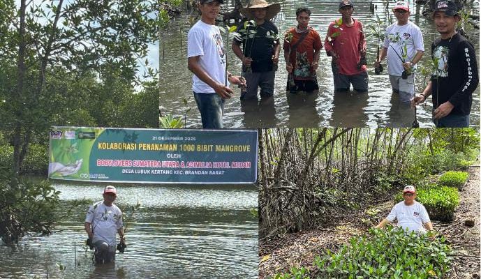 Bobylovers Sumut dan Adimulia Hotel Tanam 1.000 Mangrove di Lubuk Kertang, Target Sejuta Bibit hingga 2026